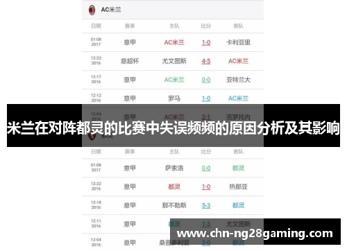 米兰在对阵都灵的比赛中失误频频的原因分析及其影响